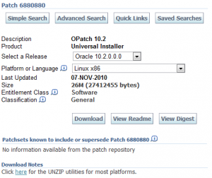 Download OPtach 300x252 Erro OPatch failed with error code 73 durante aplicação do Patch 12419392.