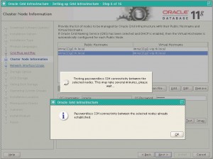 Após colocado os nomes do Node2, coloque o usuário do Grid (oracle) e a senha, check as 2 caixas de checkbox abaixo e clique em Test para verificar a equivalência entre os Nodes. grid7 300x224 Após colocado os nomes do Node2, coloque o usuário do Grid (oracle) e a senha, check as 2 caixas de checkbox abaixo e clique em Test para verificar a equivalência entre os Nodes.